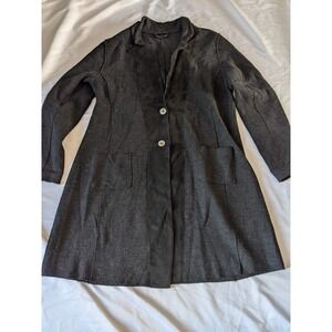 Eileen Fisher Wool Leather Jacket Large Merino Wool Lamb Leather‎ 2 Button READ